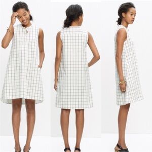 Madewell Windowpane Checkered Sleeveless Midi Dress